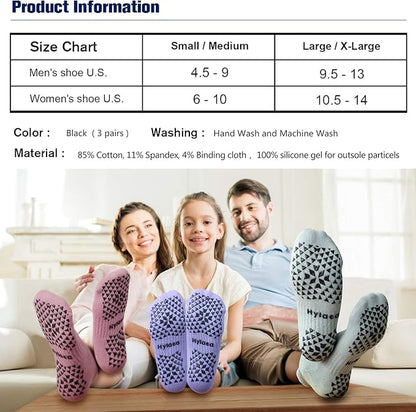 Hylaea Unisex Non Slip Socks with Grip for Yoga, Hospital, Pilates, Barre | Ankle, Cushioned