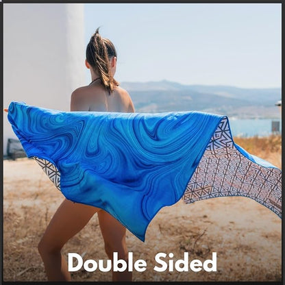 ECCOSOPHY Microfiber Beach Towel - Sand Free Towels are Quick Dry, Light Weight, Super Absorbent - Perfect Pool, Travel, Cruise, Camping Essentials - Oversized Extra Large for Adults 71x35 in