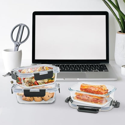 24-Piece Small Glass Food Storage Containers with Lids Airtight, 1.5 Cup Meal Prep Containers Set, Microwave&Dishwasher Safe, Leak-Proof, BPA-Free, Grey