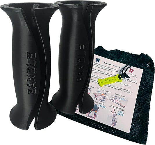 Bandle™ - True Ergonomic Handles for Resistance Bands | Unleash The Full Potential of Pain-Free, Full-Body Workouts | Durable & Comfortable for High-Intensity Training (2 Handles)
