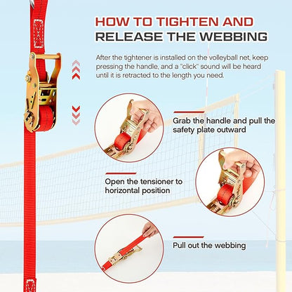 2 Pcs Volleyball Net Ratchet Strap Heavy Duty Net Tensioning Lever Ratchet Volleyball Poles Rope Tightener