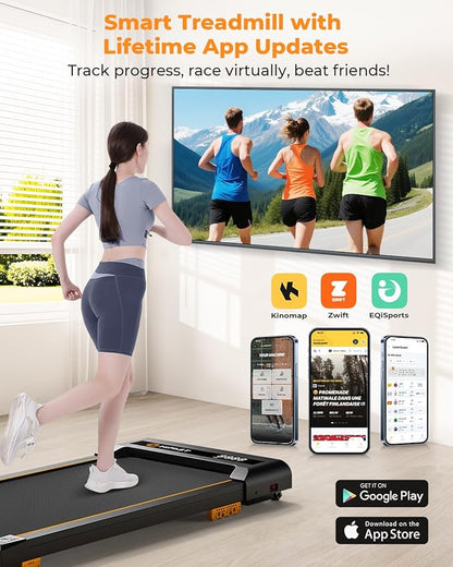 Walking Pad, 2.5HP Under Desk Treadmill for Home Office, 300 Lbs Capacity Portable Treadmills with Remote Control & LED Display, 2 in 1 Running Pad for Walking Jogging and Running