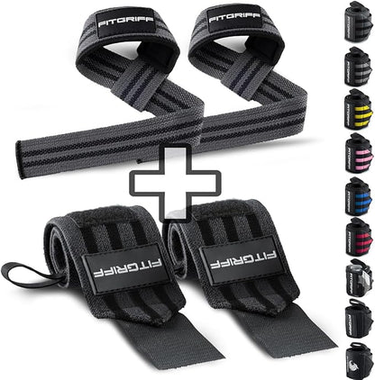 Fitgriff® Lifting Straps & Wrist Wraps (Bundle) Superior Support for Weightlifting & Gym Workouts - for Men and Women