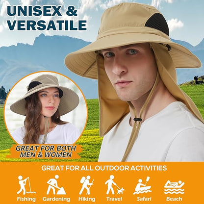 EINSKEY Wide Brim Sun Hat, UPF 50+ UV Protection Waterproof Packable Bucket Hat for Men & Women, Fishing Hiking Beach Garden