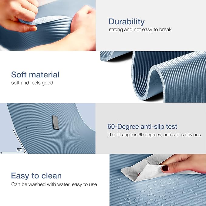 Thick Yoga Mat Non Slip, Large Size 72" L x 32" W x 0.6" TH, Premium Exercise & Fitness Mat with Carrying Strap and Bag, Workout Mats for Home