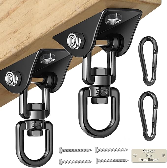 Heavy Duty Swing Hangers for Wooden Sets 2000 LB Capacity Hammock Hanger 360 Swivel Stainless Steel Swing Hardware Accessories 2 Packs for Porch Playground Yoga Heavy Bag