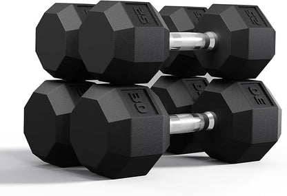 Rubber Coated Hex Dumbbell Weight Set, Multiple Sizes Exercise & Fitness Dumbbells,100LB Set,110LB Set,200LB,350LB,450LB,550LB, 35-50Lbs Pairs for Muscle Toning, Strength Building & Full Body Workout