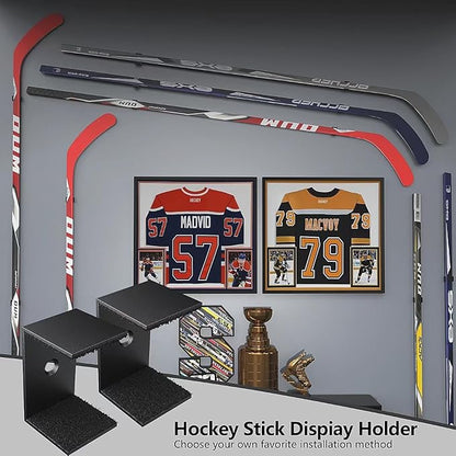 Hockey Stick Display Holder Wall Mount, Hockey Stick Storage Rack, Ice Hockey Stick Hangers for Hockey Room Decor Boys, Supports Vertical、Diagonal、Horizontal Display- Black