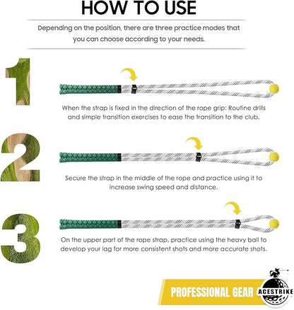 Golf Rope Swing Trainer, Golf Tyro Posture Corrector Professional Golf Training Aid, Master Tempo Golf Warm-Up Practice Equipment with Weighted Ball for Golfers of All Levels