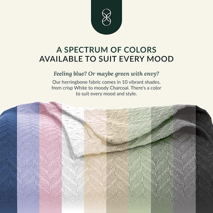 Herringbone Cotton Twin Blanket for Couch, Bed,Sofa, Home Decor, Soft, Lightweight, All-Season Bed Blanket, 68 x92, White