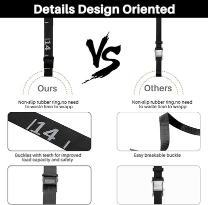 Teamaze Gymnastics Rings Straps with 15 FT Adjustable Number Buckle for Pull-Up Bar Workout Exercise Gym Hanging Rings Indoor (One Pair Strap Only)