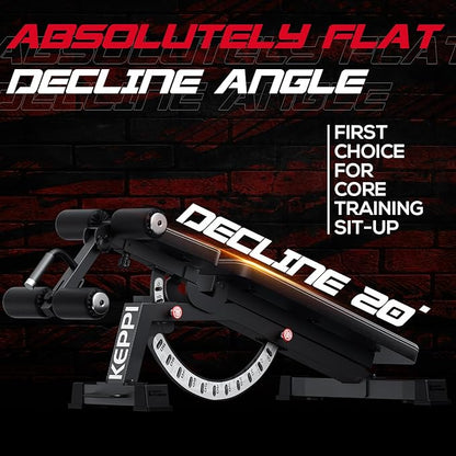 Keppi 1200LB Weight Bench, Heavy Duty Bench1000 PRO Adjustable Workout Bench Press Set for Home Gym Strength Training, Removable Foot Catch for Incline Flat Decline Sit Up Bench for Full Body Fitness