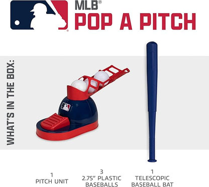 Franklin Sports Kids Baseball Pitching Machine - Pop A Pitch Batting Machine with Youth Bat + 3 Plastic Balls - Boys + Girls Toy