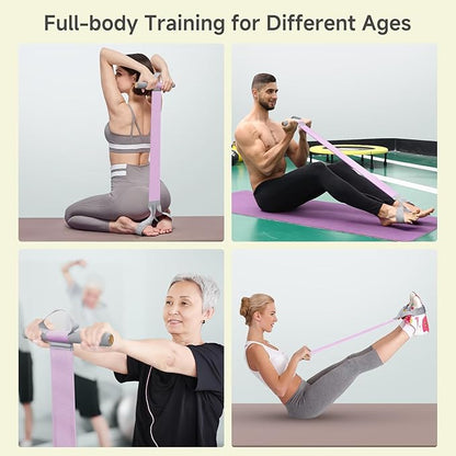 Fabric Resistance Band with Handles, 120lb Full-Body Excercise Band, Non-Slip Elastic Bands for Strength Muscle Training, Stretch Band Workout Equipment for Leg Arm Chest Core Wrist Ankle