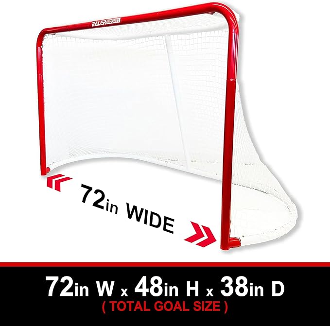 EALER Hockey Goal with Shooting Targets – 6′×4′ Portable Street & Ice Goal, Heavy-Duty 2″ Steel Frame, 11 Target Holes, Tear-Proof Fabric, Official Size, Easy Backyard Assembly
