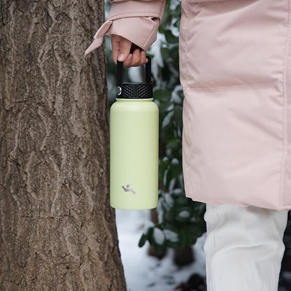 Insulated Water Bottle 24oz Stainless Steel Sport Bottles with 3 Lids,Bamboo Grove