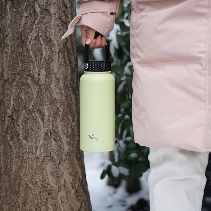 40oz Insulated Water Bottle Stainless Steel Sport Bottles with 3 Lids,Mint