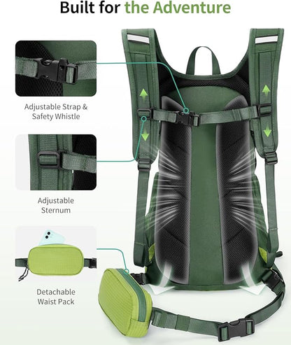 ECOHUB Hydration Backpack for Men Women, 20L Lightweight Hiking Daypack Cycling Backpack with 2L Water Bladder, Insulated Hydration Pack with Waist Pack