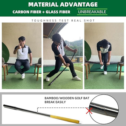 Golf Swing Trainer Pro Golf Bat Carbon Fiber Golf Swing Training Aid,Increase Club Head Speed,Golf Warm-Up Stick,Strength and Tempo Training Golf Accessories for Men Women