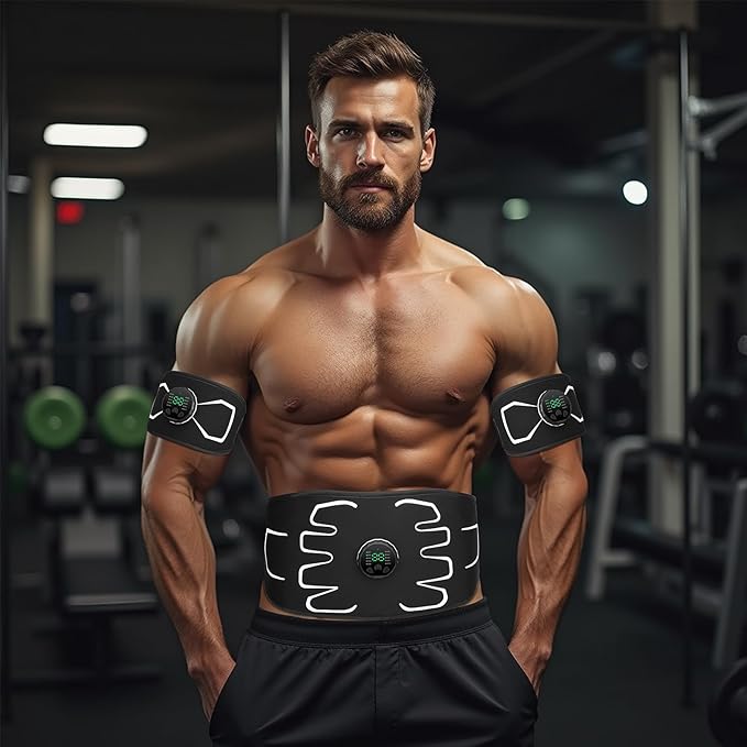 Electronic Muscle Stimulator - Portable Powered Ab Stimulator Muscle Toner for Muscle Conditioning,EMS Ab Machine,Fitness Strength Training Workout Equipment for Men and Women