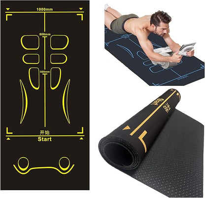 Non-Slip Workout Mat for Ab Roller Wheel, Exercise Mat with Storage Bag, 7mm Extra Thick Exercise Equipment Yoga Floor Mats Home & Gym Sound Insulation Protection Pads