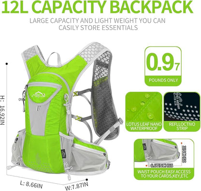 Hydration Pack Backpack, Lightweight Water Backpack with 2L Leakproof Hydration Bladder Daypack for Men Women,Running Hydration Vest for Outdoor Trail