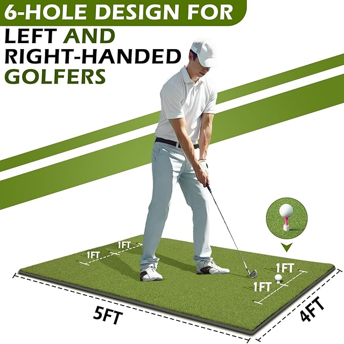 Golf Mat 31mm, 5x4ft/5x5ft Golf Hitting Mats for Practice Outdoor Indoor, High-Elasticity Artificial Turf Mat for Garage Simulator Chipping Driving Training