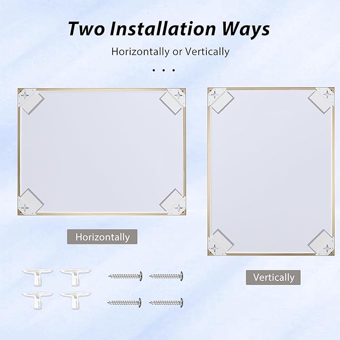 27x40 Inch Brass Bathroom Mirror for Wall, Aluminum Frame Rectangle Rectangular Vanity Mirror, Modern Large for Bedroom, Living Room, Horizontal or Vertical