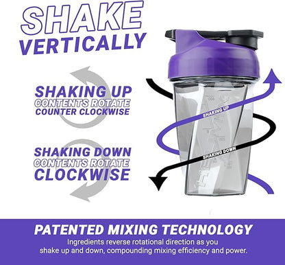 HELIMIX 1.5 Vortex Blender Shaker Bottle Holds Upto 20oz | No Blending Ball or Whisk | USA Made | Portable Pre Workout Whey Protein Drink Shaker Cup | Mixes Cocktails Smoothies Shakes | Top Rack Safe
