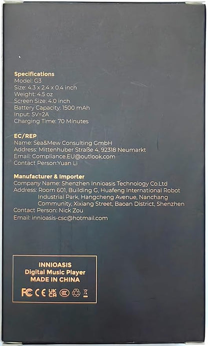 160GB MP3 Player with Bluetooth and WiFi, innioasis Music Player with Spotify,Pandora,Amazon Music,4" Touch Screen Android MP4 MP3 Player for Kids with Libby,Audible(Black_Gold)