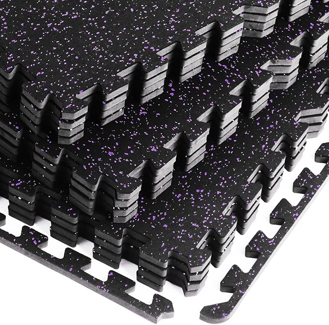 0.56" Thick 48 Sq Ft Rubber Top High 12 Pcs 24 x 24in Tile,