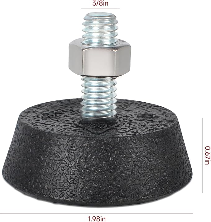 (4 Pack) Leveling Screw Foot Pads for Peloton Exercise Bike - Upgraded Stainless Steel 3/8" Leveling Screws, Anti-Slip Shock Absorbing, Noise Reduction Rubber Stabilizer Feet Replacement Parts