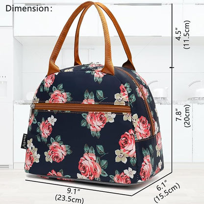 FlowFly Insulated Lunch Cooler Bag - Tote Bag Organizer for Women/Men, Rose