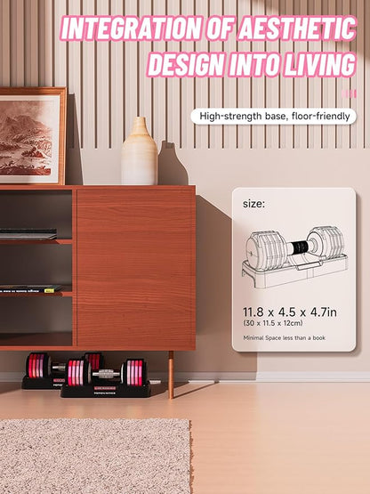 Adjustable Dumbbells Set 12.5LB/22.5LB Pair, 1-Sec Fast Adjustable 5 Weights by Turning Handle, Premium Comfort Non-slip Metal Dumbbells with Tray, Compact Size for Full Body Home Workout