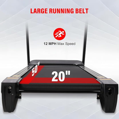 ECHANFIT Heavy Duty Treadmill for Home, 20% Auto Incline Treadmill 400 LB Capacity, 20" Wide Deck, 0.6-12 MPH, LED Display, Bluetooth Speaker, Foldable with App