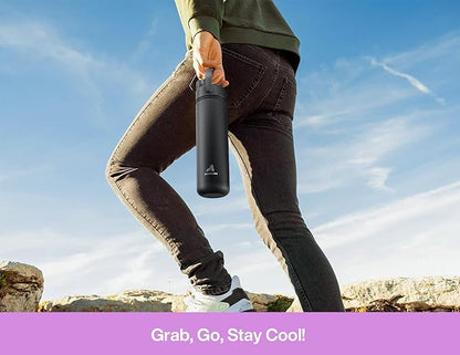 26 oz Insulated Water Bottle with 2-in-1 Straw and Spout Lid, Keep Cold 24H, Leak-Proof, Fits in Car Cup Holder, Stainless Steel Water Bottle for Sports, Trip, Gym, and School (Seashell Sonata)