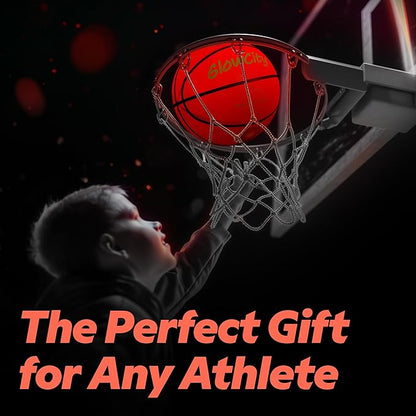 GlowCity Glow in The Dark Basketball for Teen Boy - Glowing Red Basket Ball, Light Up LED Toy for Night Ball Games - Sports Stuff & Gadgets for Kids Age 8 Years Old and Up. Great Gift for Boys & Girls
