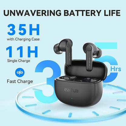 EarFun Air Life Wireless Earbuds, 12mm Driver with Deep Bass, Bluetooth 5.4 in-Ear Earbuds, 4 Mics AI ENC Call, 35H Playtime, 30 Preset EQs Via App, Comfortable Fit, Fast Charging, IPX5 Waterproof