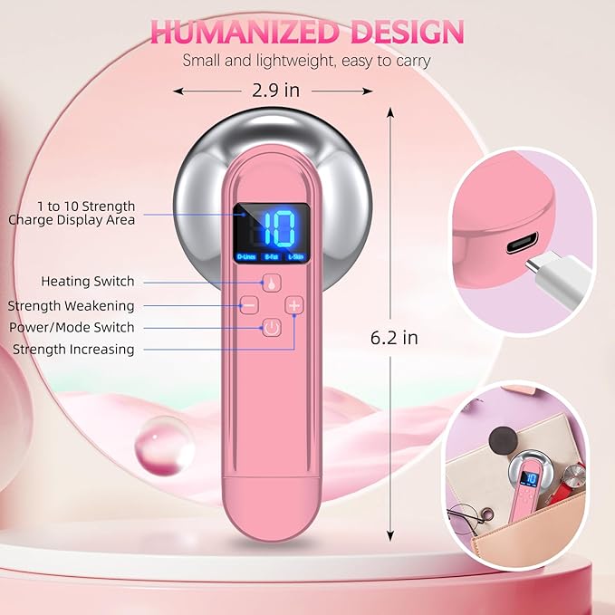 Body Sculpting Machine - Professional Cordless Cellulite Massager - Suitable for Belly, Neck, Leg, Hip, Arm (Pink)