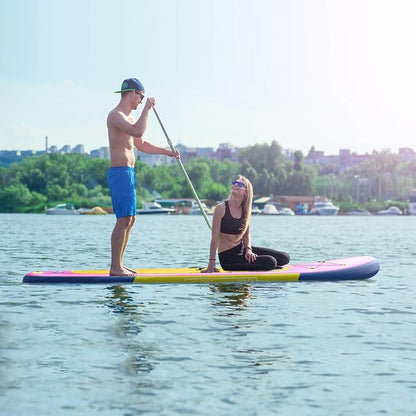 Inflatable Stand Up Paddle Board with SUP Accessories & Backpack. Paddle Boards for Adults. Non-Slip Deck, Wide Stance, Bottom Fin, Double Action Pump.