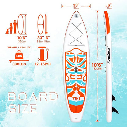 FunWater Inflatable Ultra-Light Stand Up Paddle Board for All Skill Levels with Premium SUP Paddleboard Accessories,Non-Slip Comfort Deck for Youth & Adults