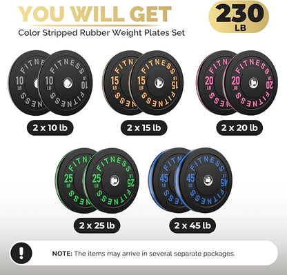2 Inch Bumper Plates，10-500lbs，Barbell Rubber Olympic Weight Plates Set for Home Gym, Strength Training & Weight Lifting, Multiple Options Colors