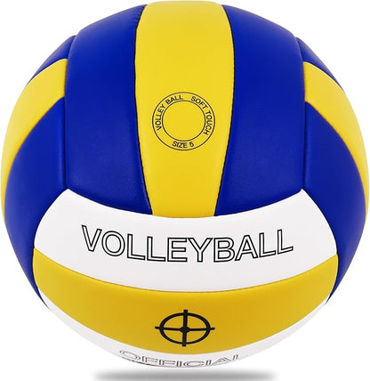 KUYOTQ Official Size 5 in&Outdoor Beach Volleyball,3MM Thickened Surface Soft Leather Youth Womens Mens Volleyball for Game Gym Training(Deflated)
