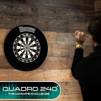 Harrows Dart Board Quadro I Unique and Exclusive 3 Scoring Zones I Ultimate Challenge 240 Maximum Score I Darts Board with Ultra Thin Knife Wire I Compatible with Dart Board Stand, Dart Board Lighting