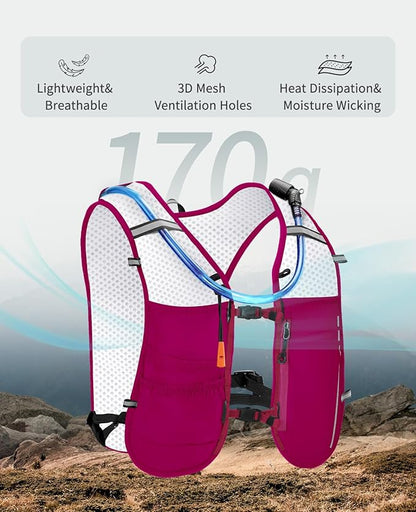ECOHUB Running Hydration Vest Backpack,Lightweight Breathable Pack with 2L Water Bladder Bag Daypack for Hiking Trail Running Cycling Race Marathon for Women Men