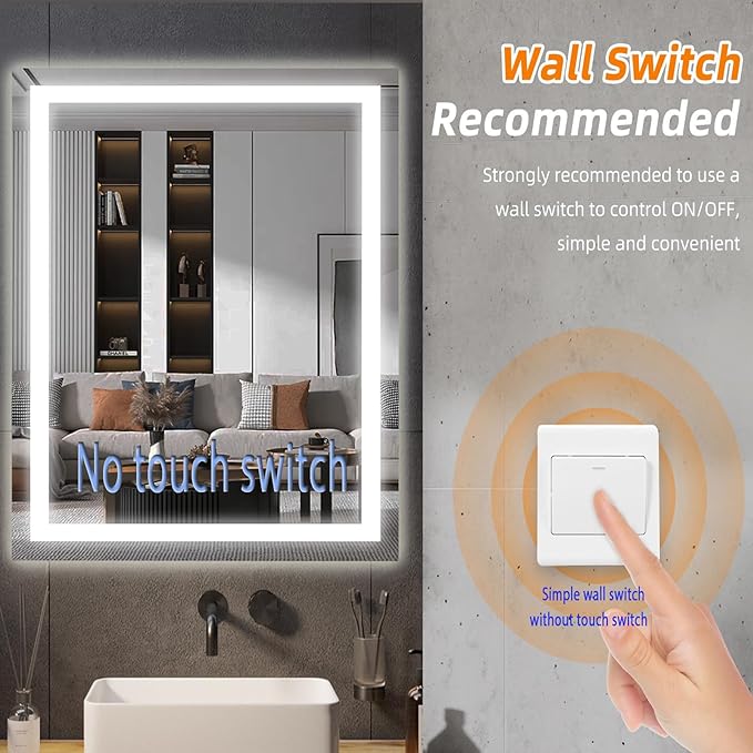 LED Bathroom Mirror with Lights for Wall Mirror 32x24In Vanity
