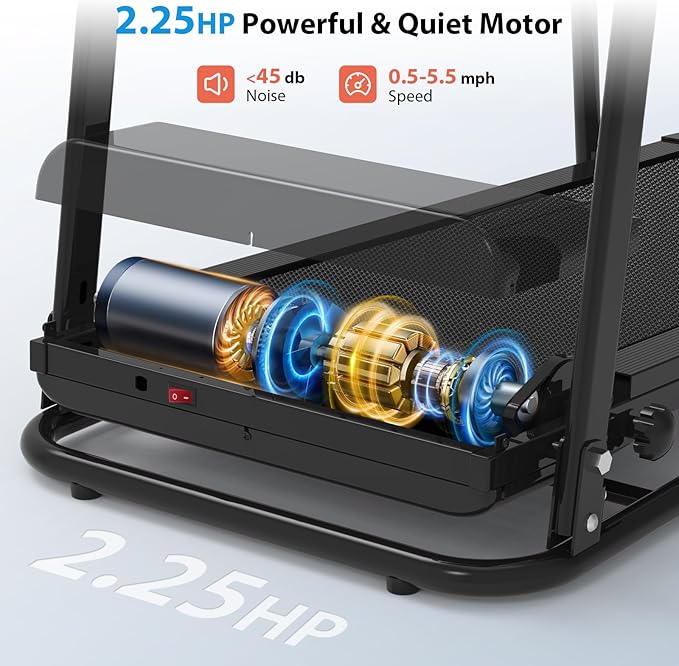 CIIHI Walking Treadmill for Senior - Foldable Senior Treadmill with 300 lbs Capacity and Long Handrails - Home Recovery Fitness Exercise Machine for Elder with Heart Rate Monitor