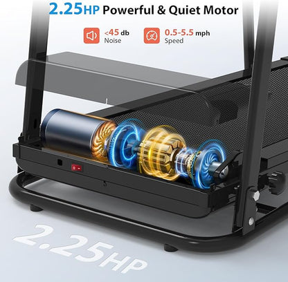 CIIHI Walking Treadmill for Senior - Foldable Senior Treadmill with 300 lbs Capacity and Long Handrails - Home Recovery Fitness Exercise Machine for Elder with Heart Rate Monitor