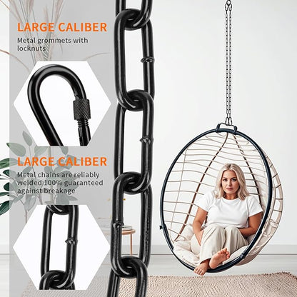 2 Pack 39inch Heavy Duty Hanging Chain with 4 Carabiners, 1000LB Capacity Hanging Chair Chain for Hammock Swing Hanging Chair Punching Bags Sandbag Indoor Outdoor Yoga Gym (Black)