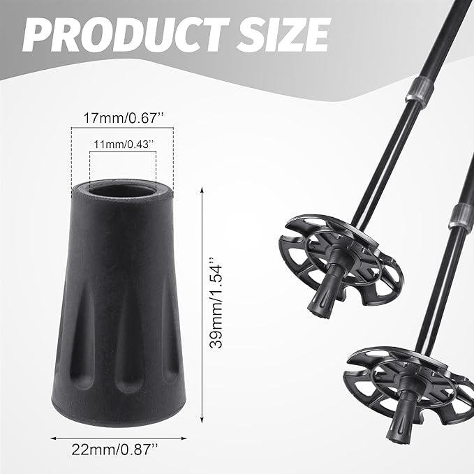 BlingKingdom 6 PCS Walking Stick Caps Trekking Pole Tips Rubber Hiking Walking Stick Tips for Hiking Sticks, Trekking Poles, Walkers